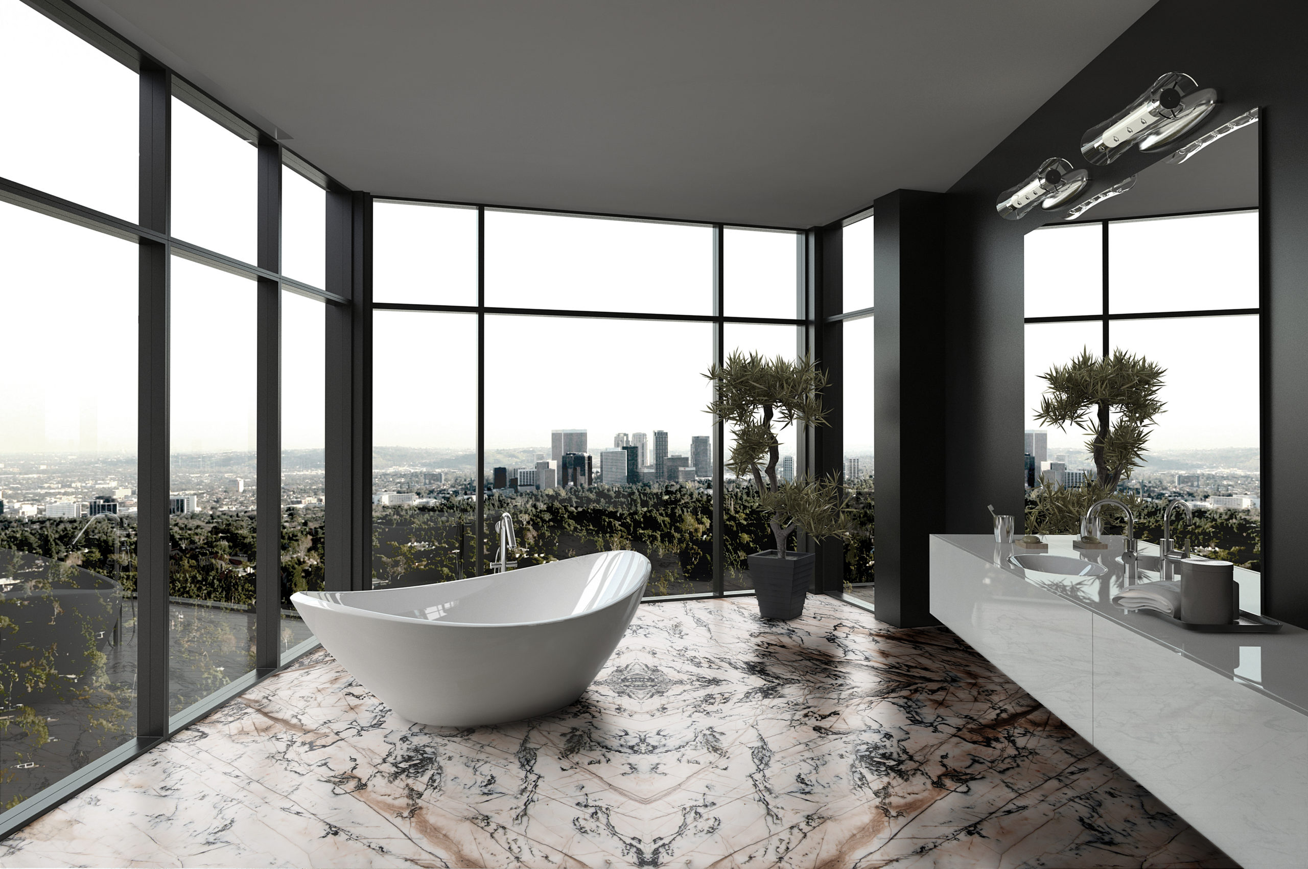 paragraph5 Porcelain tub with Cristallo Venato Quartzite flooring