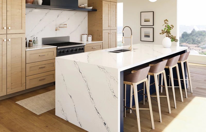 A kitchen describing the stone Cambria Inverness Cobalt from Pacific Shore Stones